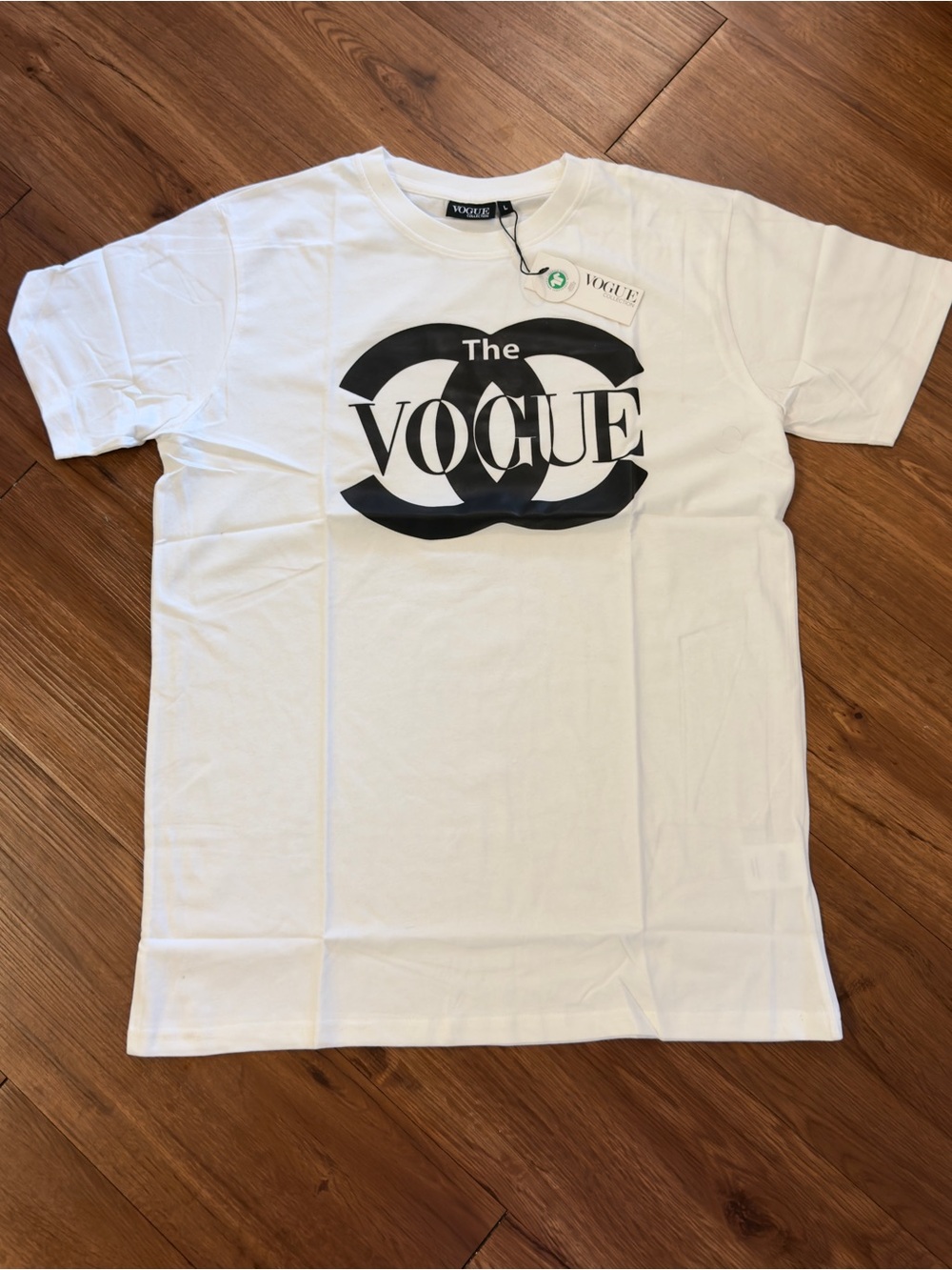 Vogue White T-Shirt with Black Logo Graphic